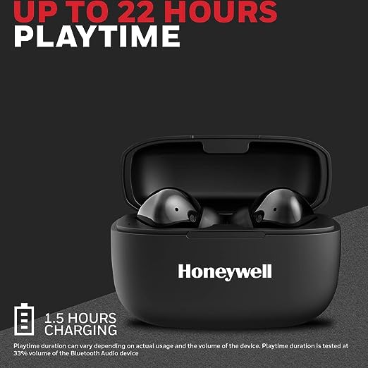 Honeywell Suono P3000 Truly Wireless Earbuds, Bluetooth V5.0, 22 hrs of Playtime with 1.5 hrs of Charging, Dynamic 10mm*2 Drivers, 300 mAh Battery, IPX4 Water Resistance, Voice Assistant Enabled Honeywell Suono P3000 Truly Wireless Earbuds, Bluetooth V5.0, 22 hrs of Playtime with 1.5 hrs of Charging, Dynamic 10mm*2 Drivers, 300 mAh Battery, IPX4 Water Resistance, Voice Assistant Enabled